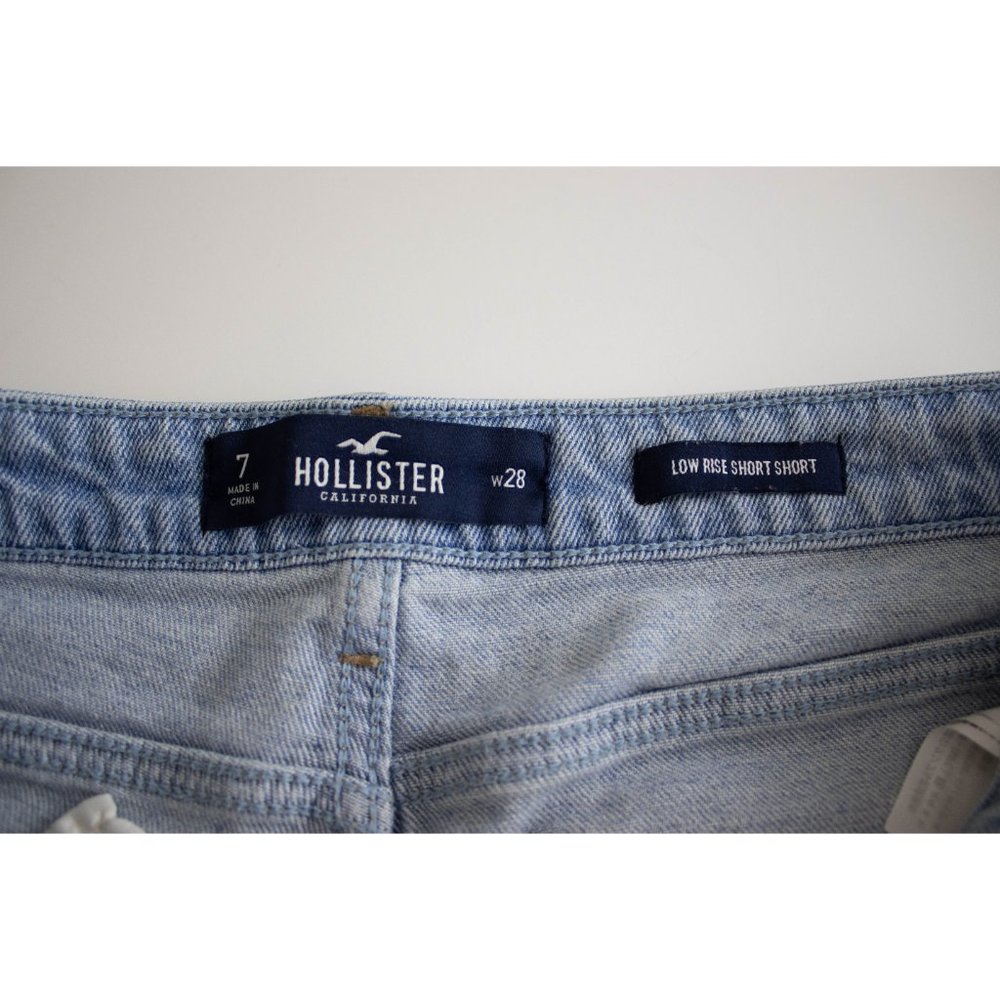 Hollister Low Rise Short Short - Distressed Jean Shorts with Embroidery - 28 - Picture 9 of 13